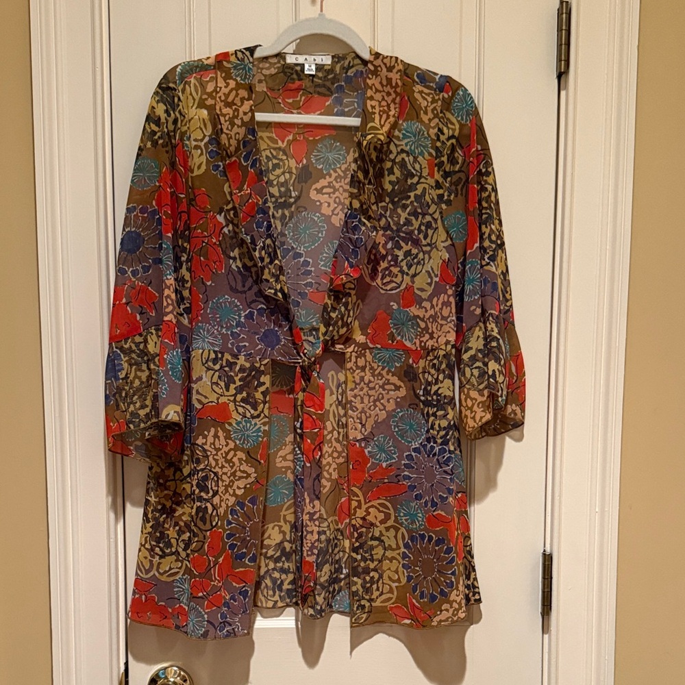CAbi Multicolor Floral Sheer Tunic